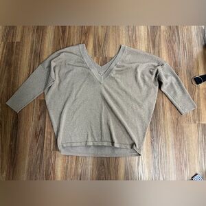 Saint Tropez West Metallic Taupe V-Neck Sweater